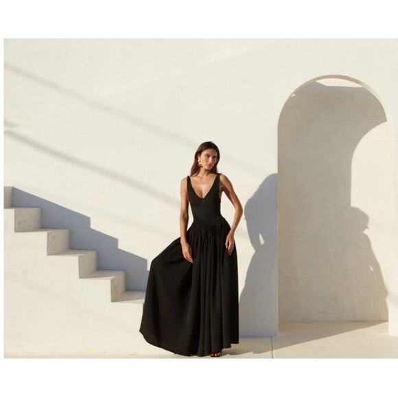 Delfi Collective Isadora Black Maxi Gown Formal Elegant Evening Dress M - Picture 10 of 11